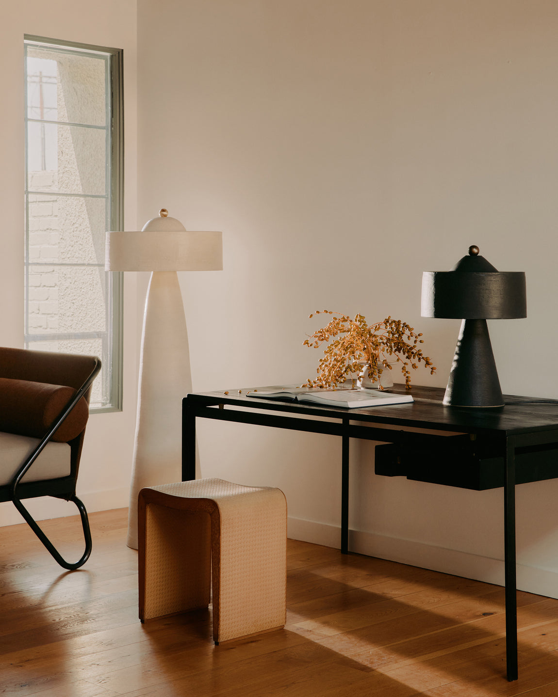 Helena Floor Lamp // Stone / Brass // Photo by William Jess Laird