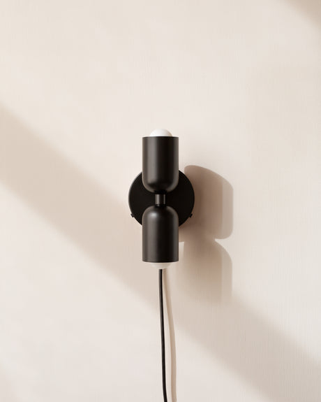 In Common With  Up Down Sconce, Plug-in : Plug-in, inline on-off switch,  Black Hardwar